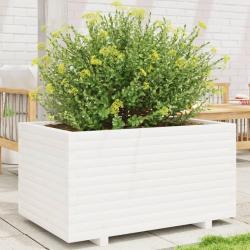 Jardini&egrave;re blanc 90x60x49,5 cm bois de pin massif