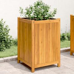 Jardini&egrave;re avec doublure 50x50x75 cm bois massif d'acacia alsavelo