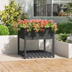 Jardini&egrave;re avec &eacute;tag&egrave;re Gris 82,5x82,5x81 cm Bois massif de pin