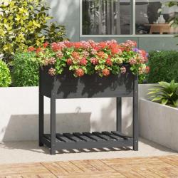 Jardini&egrave;re avec &eacute;tag&egrave;re Gris 82,5x54x81 cm Bois massif de pin