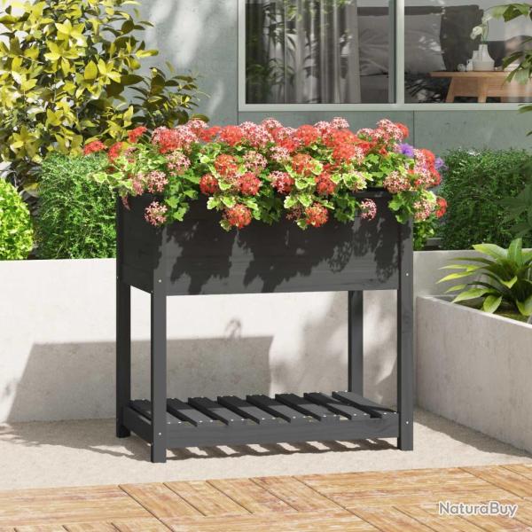 Jardini�re avec �tag�re Gris 82,5x54x81 cm Bois massif de pin
