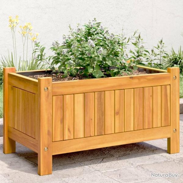 Jardinire avec doublure 54x31x30 cm bois massif d'acacia alsavelo