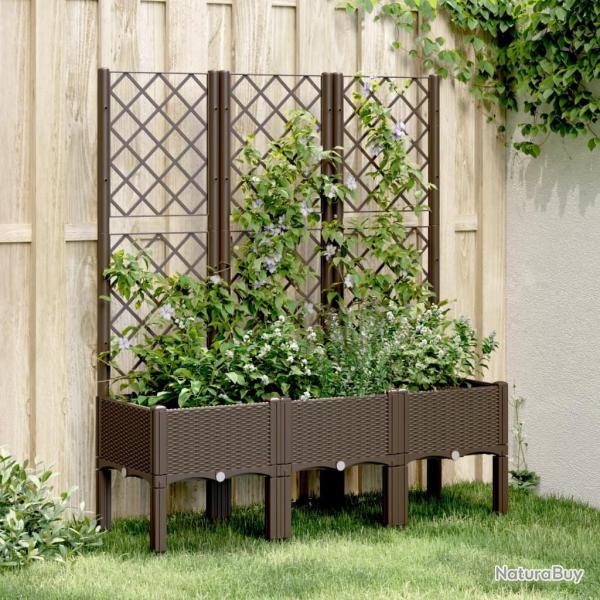 Jardini�re avec treillis marron 120x40x142 cm PP