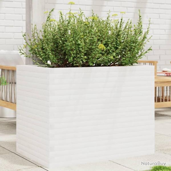 Jardinire blanc 90x60x68,5 cm bois de pin massif alsavelo