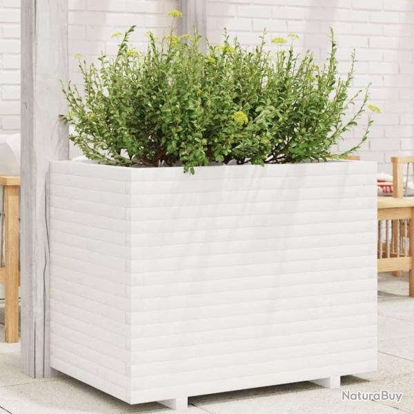 Jardinire blanc 90x60x72 cm bois de pin massif alsavelo