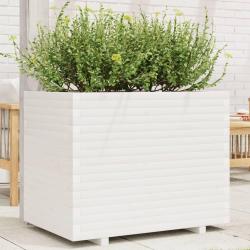 Jardini&egrave;re blanc 90x60x72,5 cm bois de pin massif