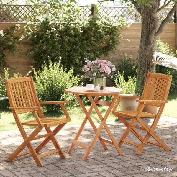 bistro pliable 3 pcs bois d'acacia solide alsavelo