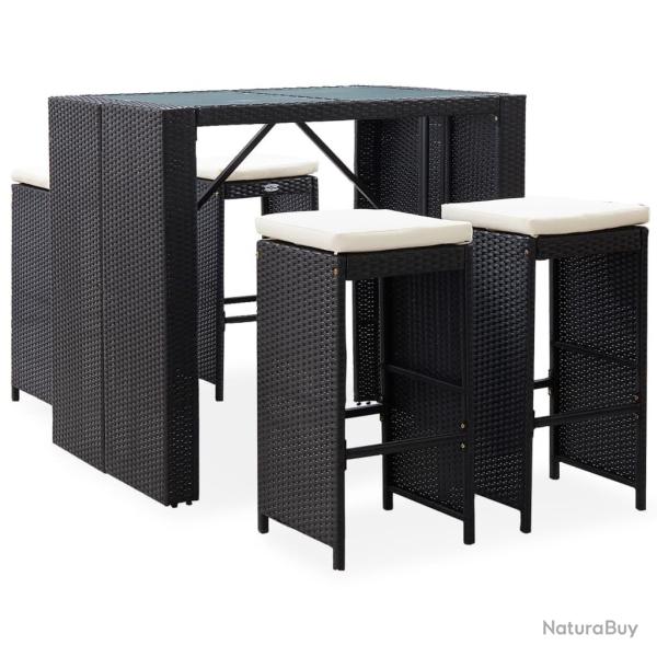 bar d'ext�rieur 5 pcs R�sine tress�e et verre Noir