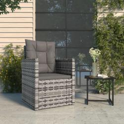 Fauteuil de jardin avec coussins Gris R&eacute;sine tress&eacute;e alsavelo
