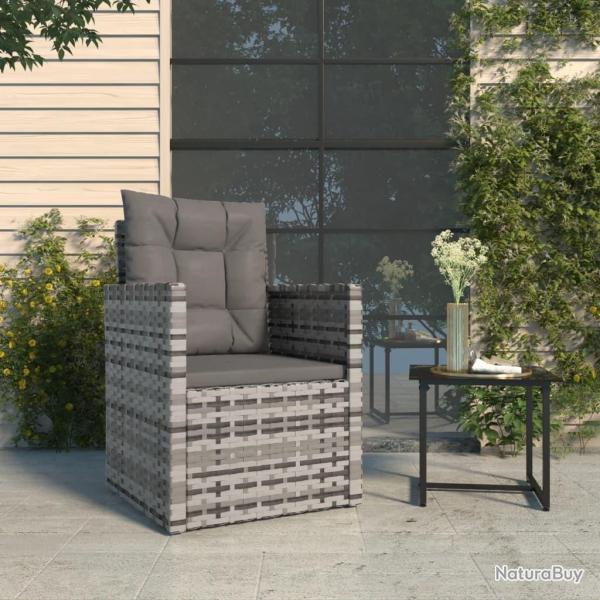 Fauteuil de jardin avec coussins Gris R�sine tress�e