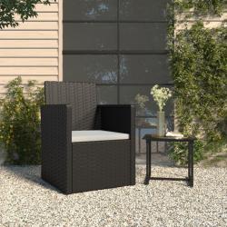 Fauteuil de jardin avec coussin Noir R&eacute;sine tress&eacute;e