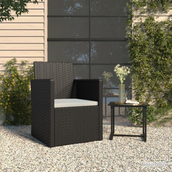 Fauteuil de jardin avec coussin Noir R�sine tress�e