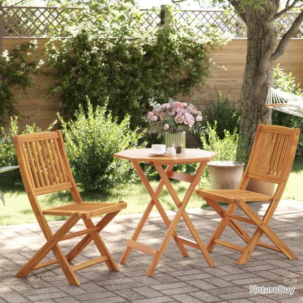 bistro pliable 3 pcs bois d'acacia solide alsavelo