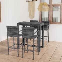 bar d'ext&eacute;rieur 5 pcs accoudoir R&eacute;sine tress&eacute;e Gris