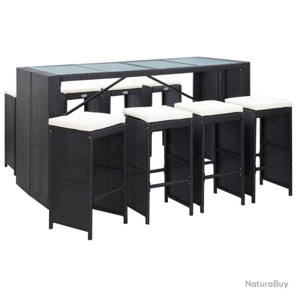 bar d'ext�rieur 9 pcs R�sine tress�e Noir