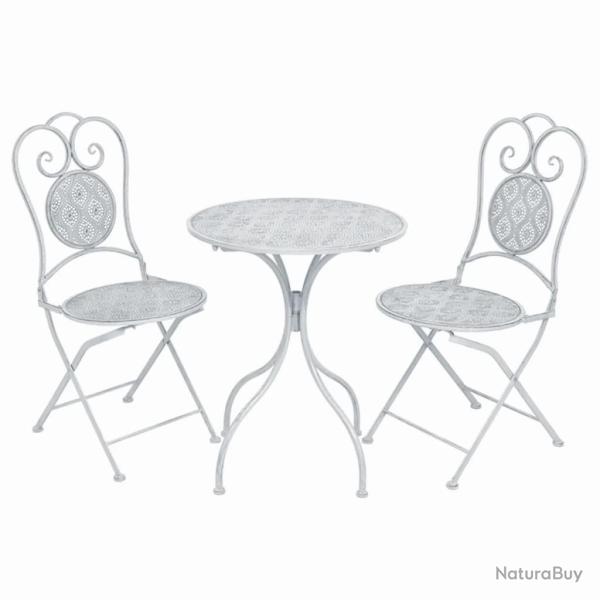 bistro 3 pcs acier blanc gris�tre alsavelo