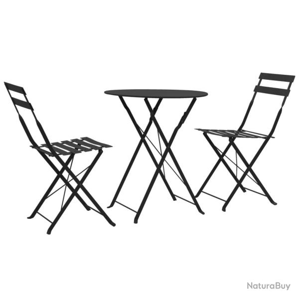 bistro 3 pcs Acier Noir