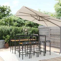 bar jardin 9 pcs noir poly rotin/bois massif acacia alsavelo