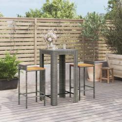 bar jardin 3 pcs gris poly rotin/bois massif acacia alsavelo