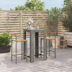 bar jardin 3 pcs gris poly rotin/bois massif acacia alsavelo