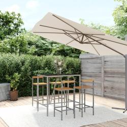 bar jardin 5 pcs gris poly rotin/bois massif acacia alsavelo