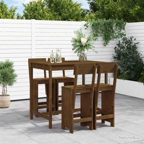 bar de jardin 5 pcs marron miel bois de pin massif alsavelo