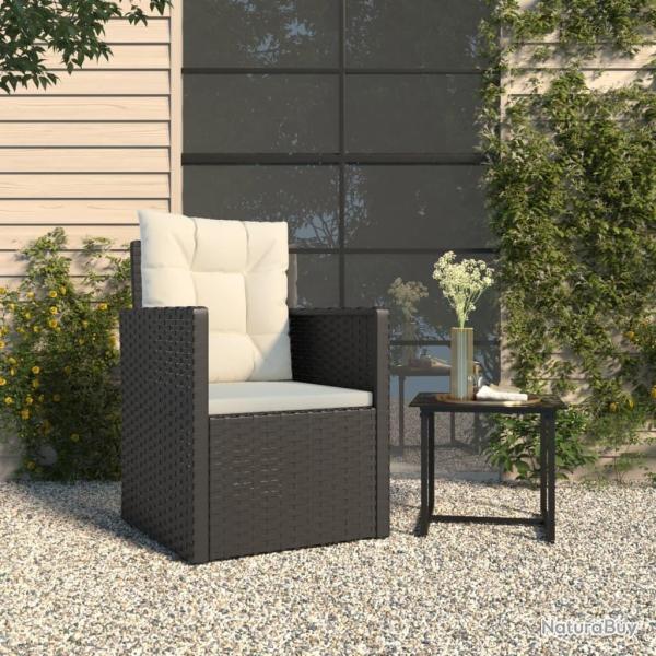 Fauteuil de jardin avec coussins Noir R�sine tress�e