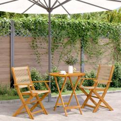 bistro 3 pcs beige polypropyl&egrave;ne et bois massif