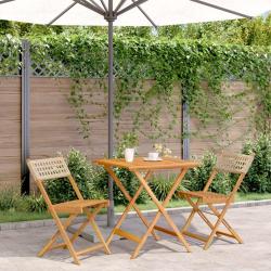 bistro 3 pcs beige r&eacute;sine tress&eacute;e et bois massif alsavelo