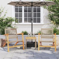 bistro 3 pcs beige r&eacute;sine tress&eacute;e et bois d'acacia