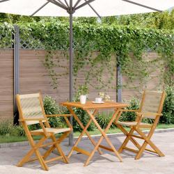 bistro 3 pcs beige polypropyl&egrave;ne et bois massif
