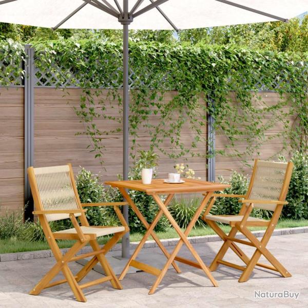 bistro 3 pcs beige polypropyl�ne et bois massif