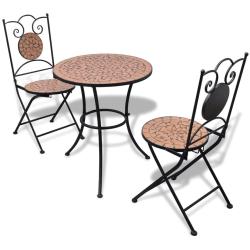 Ensemble de bistro 3 pcs Carreaux c&eacute;ramiques Terre cuite