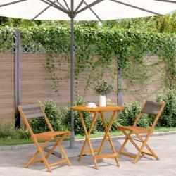 bistro 3 pcs gris polypropyl&egrave;ne et bois massif