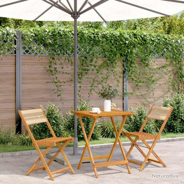 bistro 3 pcs beige polypropyl�ne et bois massif