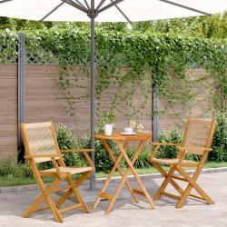 bistro 3 pcs beige polypropyl&egrave;ne et bois massif