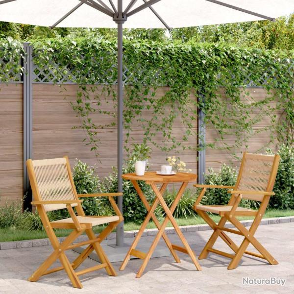bistro 3 pcs beige polypropyl�ne et bois massif
