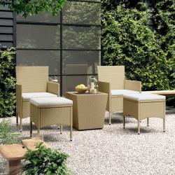 bistro 5 pcs R&eacute;sine tress&eacute;e et verre tremp&eacute; Beige