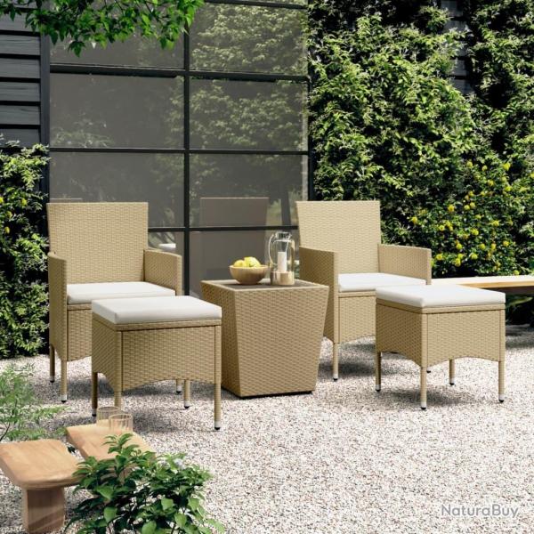bistro 5 pcs R�sine tress�e et verre tremp� Beige