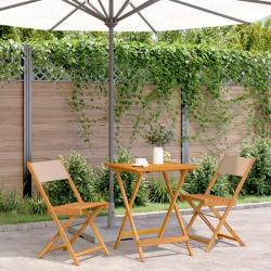 bistro 3 pcs taupe tissu et bois massif