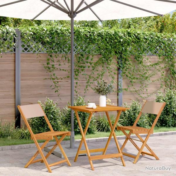 bistro 3 pcs taupe tissu et bois massif