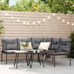 canap&eacute;s de jardin et coussins noir acier textil&egrave;ne