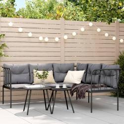 canap&eacute;s de jardin et coussins noir acier textil&egrave;ne