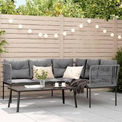 canap&eacute;s de jardin et coussins noir acier textil&egrave;ne