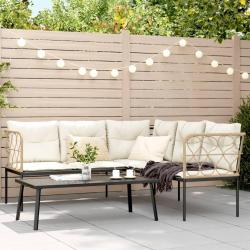 canap&eacute;s de jardin et coussins noir acier textil&egrave;ne
