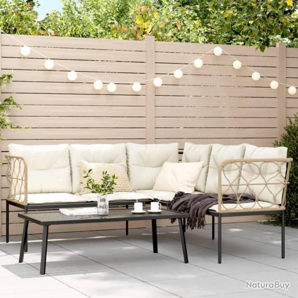 canap�s de jardin et coussins noir acier textil�ne