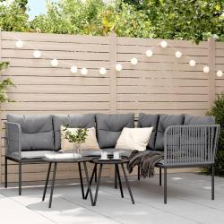canap&eacute;s de jardin et coussins noir acier textil&egrave;ne