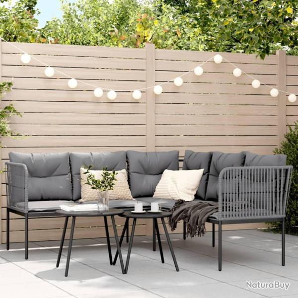 canap�s de jardin et coussins noir acier textil�ne