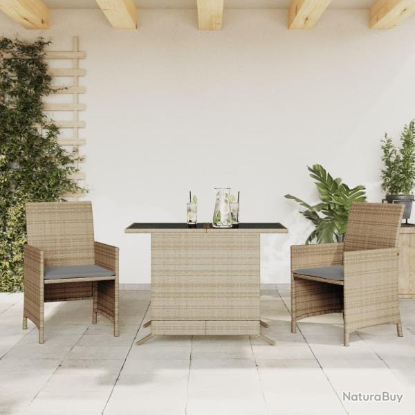 bistro 3 pcs coussins m�lange beige r�sine tress�e