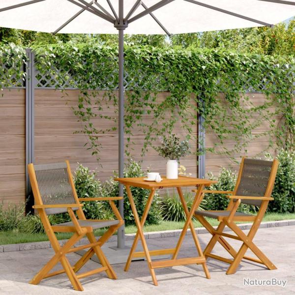 bistro 3 pcs gris polypropyl�ne et bois massif